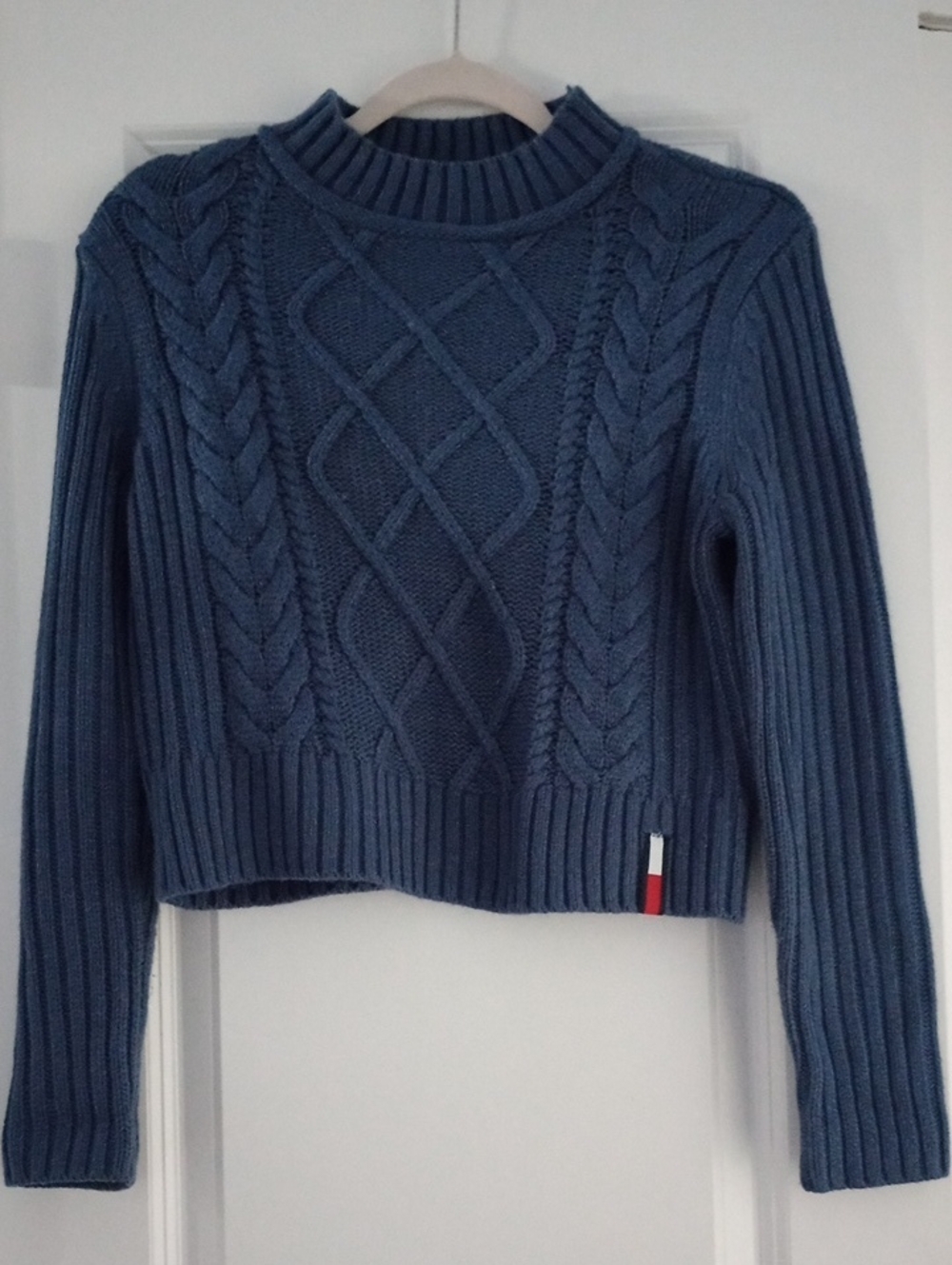 Tommy Hilfiger Slate Blue Cable Knit Turtleneck Sweater